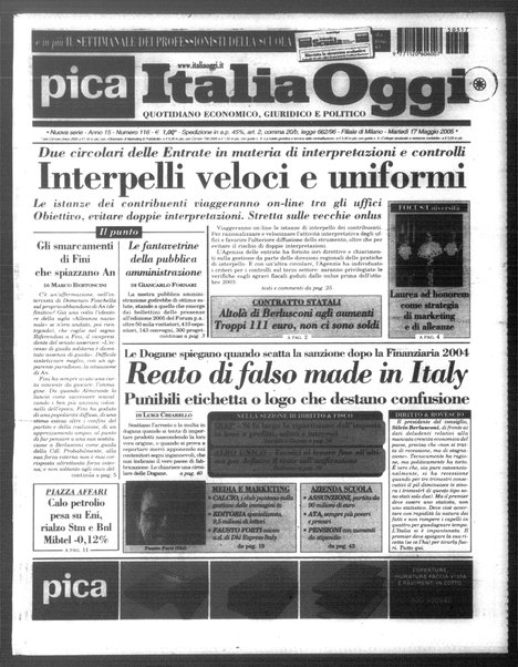 Italia oggi : quotidiano di economia finanza e politica